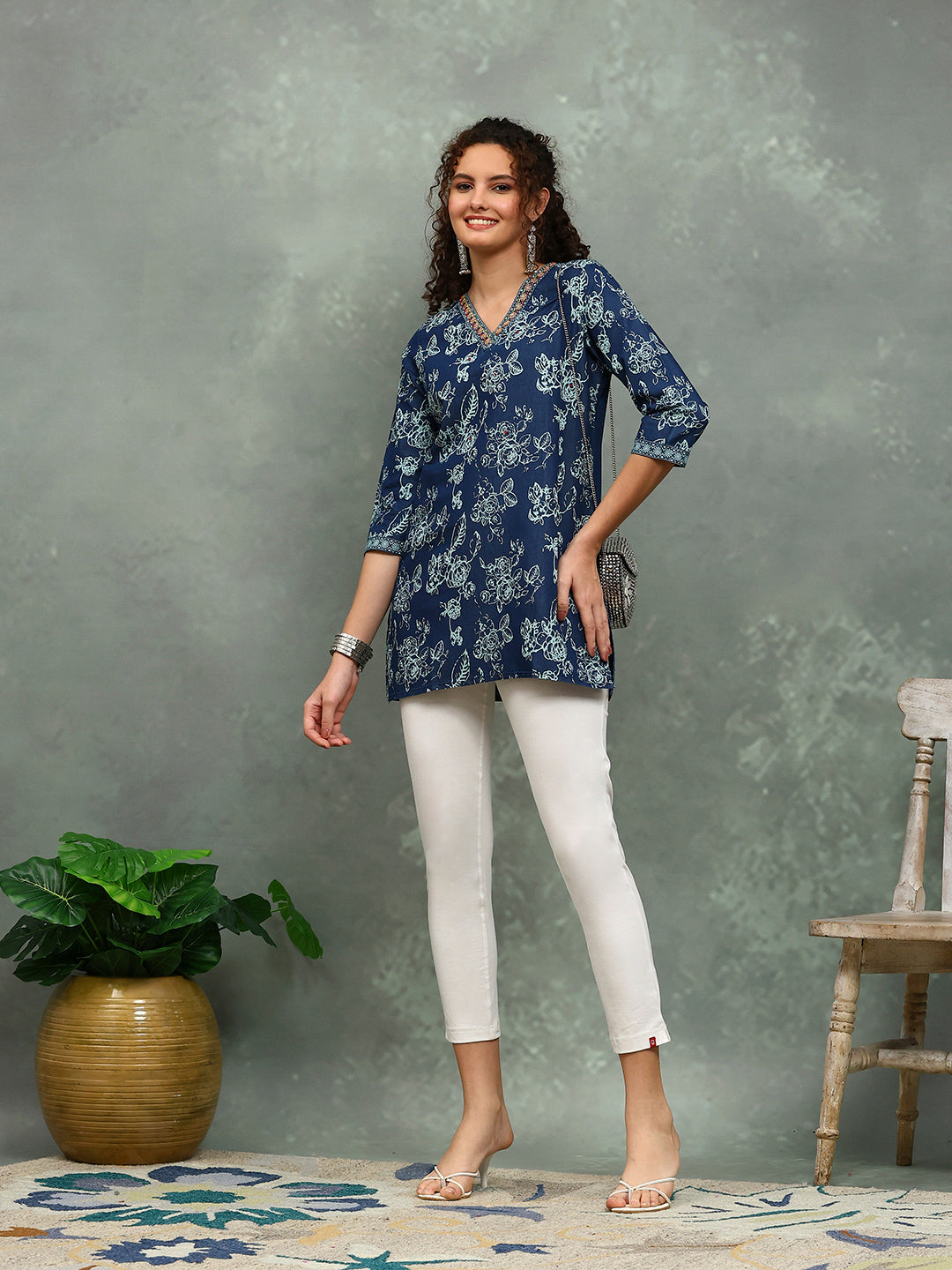 Printed Denim Kurti