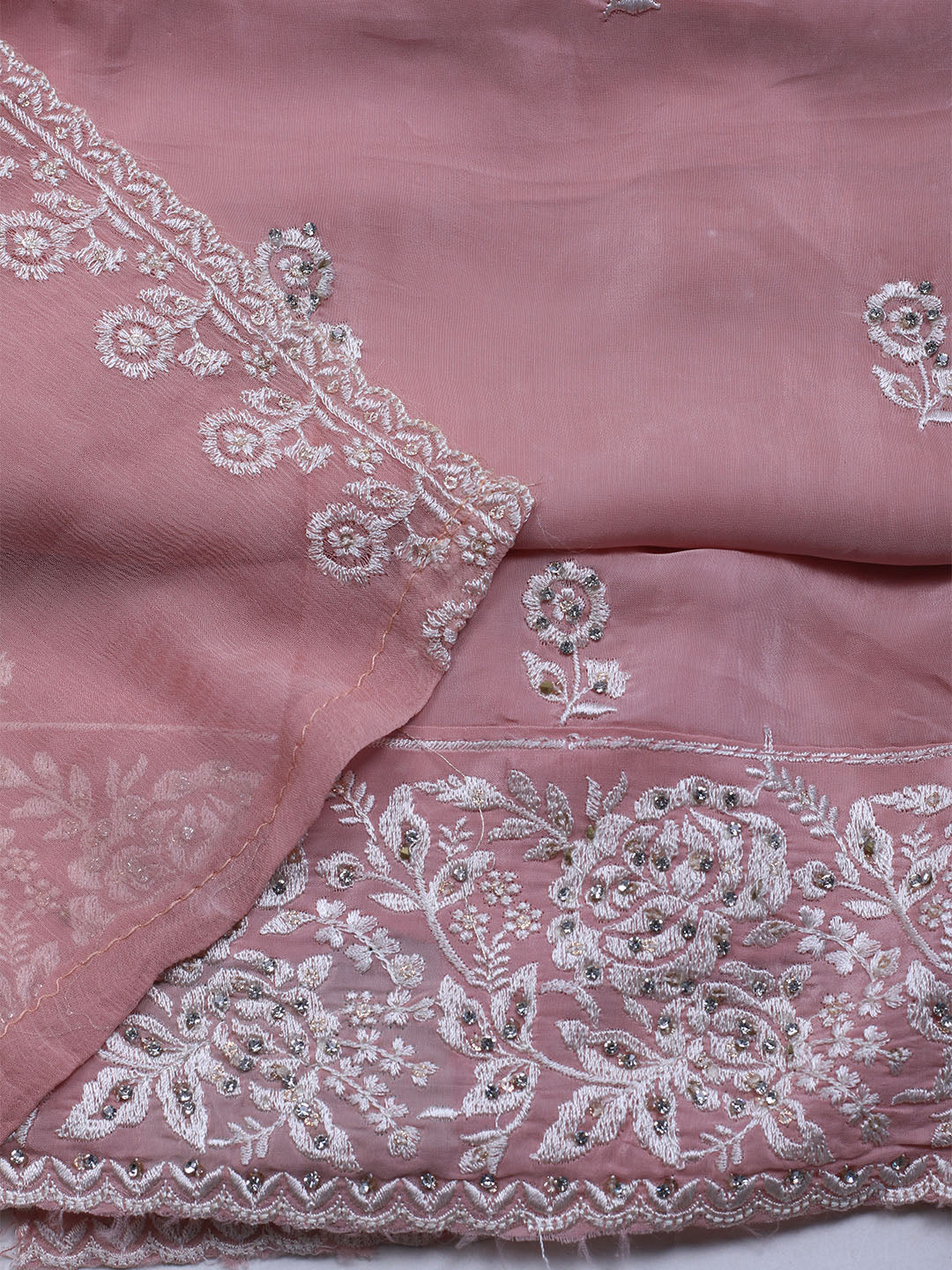 Embroidered Crepe Unstitched Suit With Dupatta