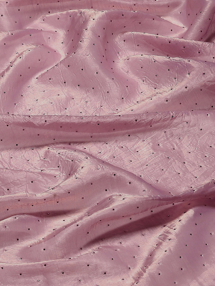 Swarovski Border Art-Chiffon Organza Plain Saree