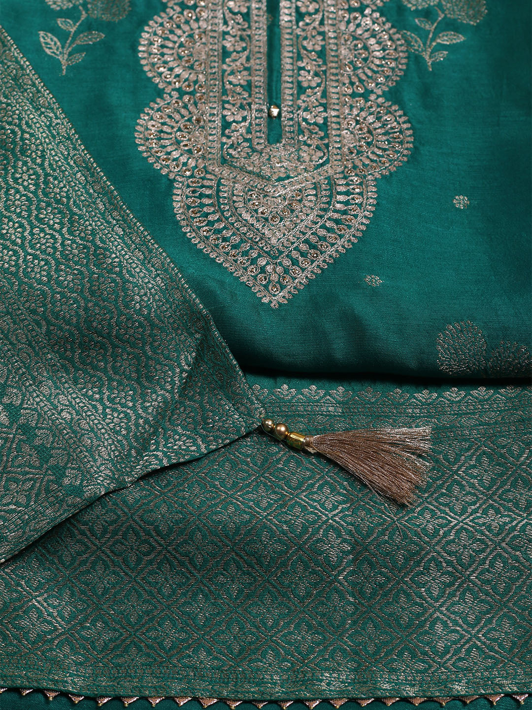 Kanjeevaram Chanderi Unstitched Suit With Dupatta