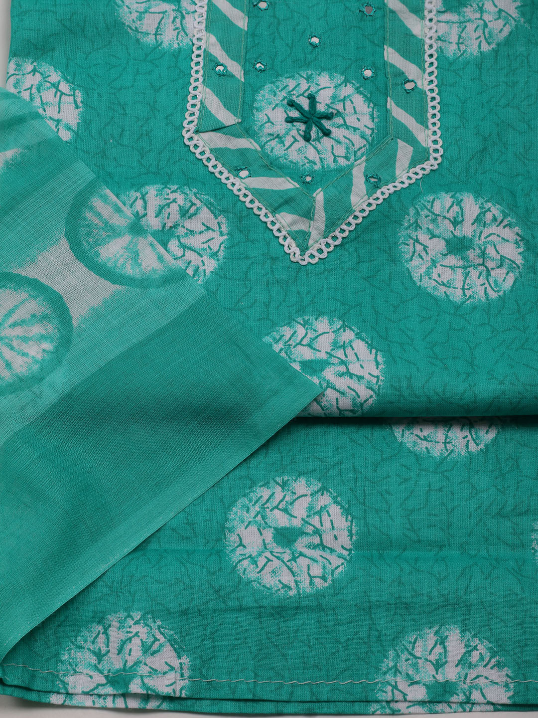 Printed Cotton Blend Unstitched Suit With Dupatta