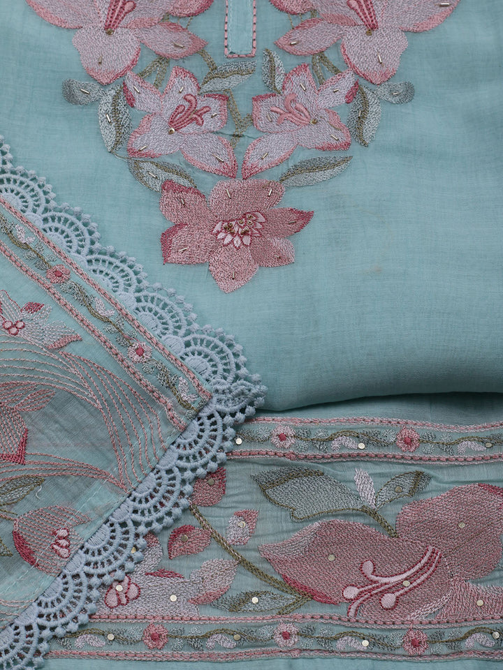 Embroidered Cotton Blend Unstitched Suit With Dupatta