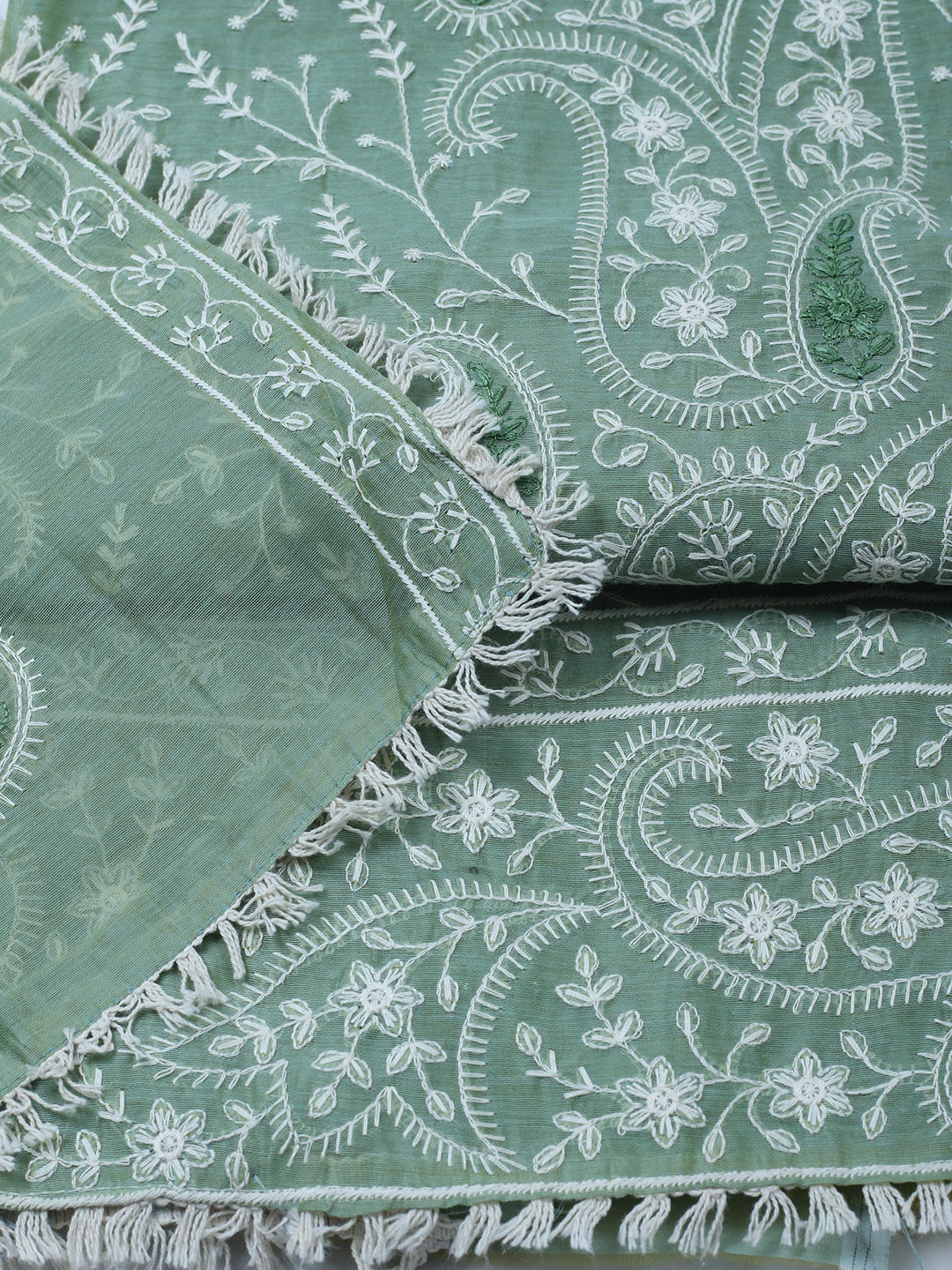 Embroidered Cotton Blend Unstitched Suit With Pant &amp; Dupatta