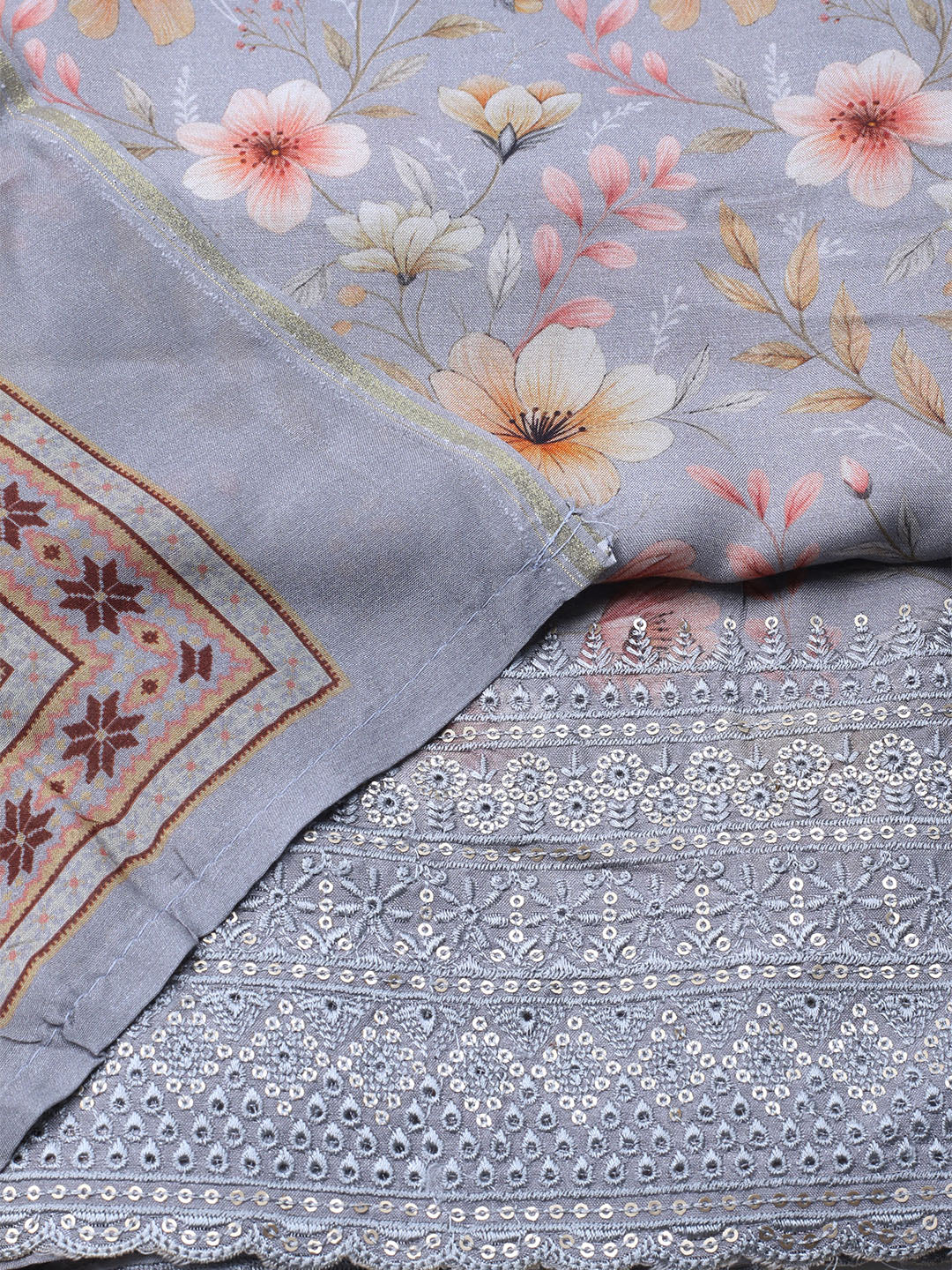Printed Muslin Unstitched Suit With Dupatta