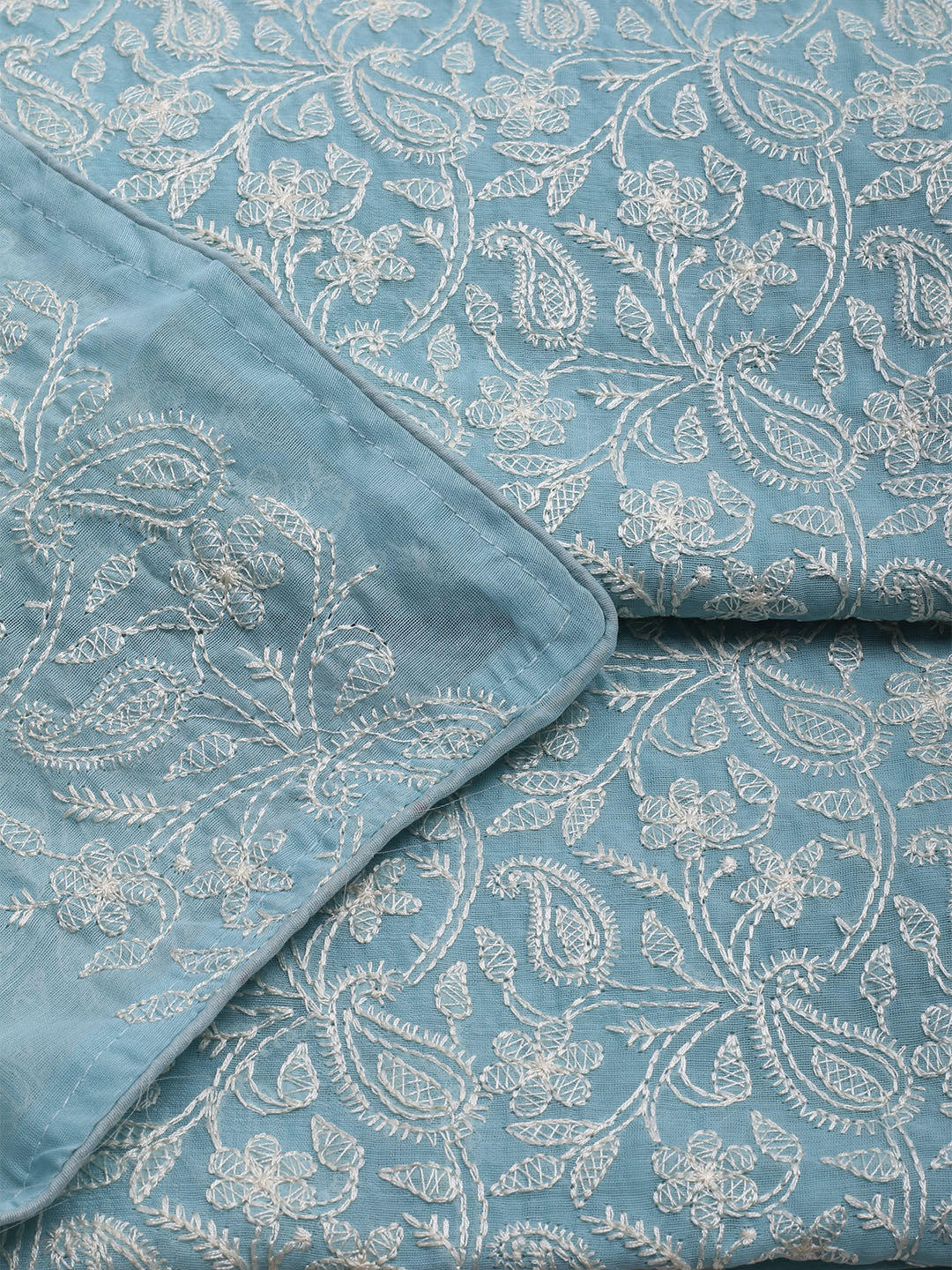 Embroidered Chanderi Unstitched Kurta With Pant & Dupatta