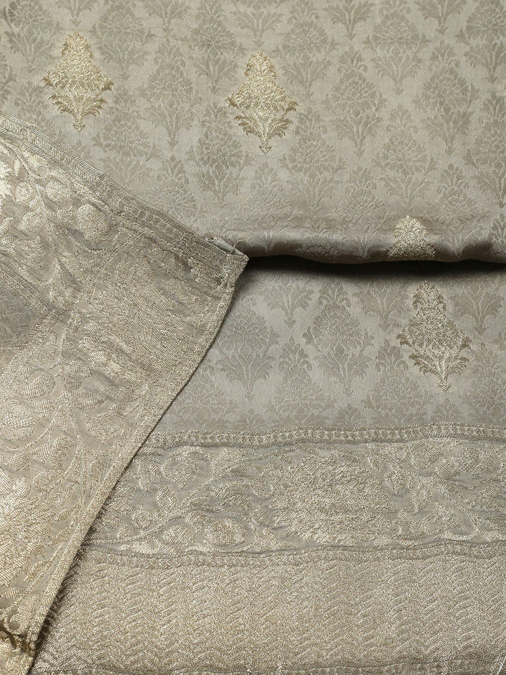 Woven Design Chanderi Unstitched Suit With Pant &amp; Dupatta