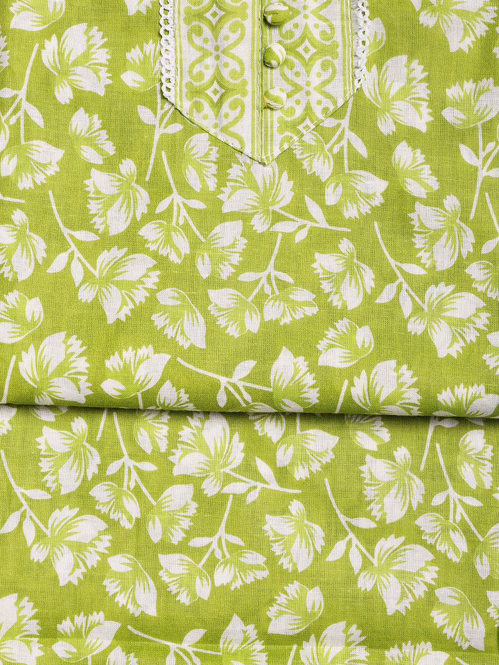 Printed Cotton Blend Unstitched Suit With Dupatta