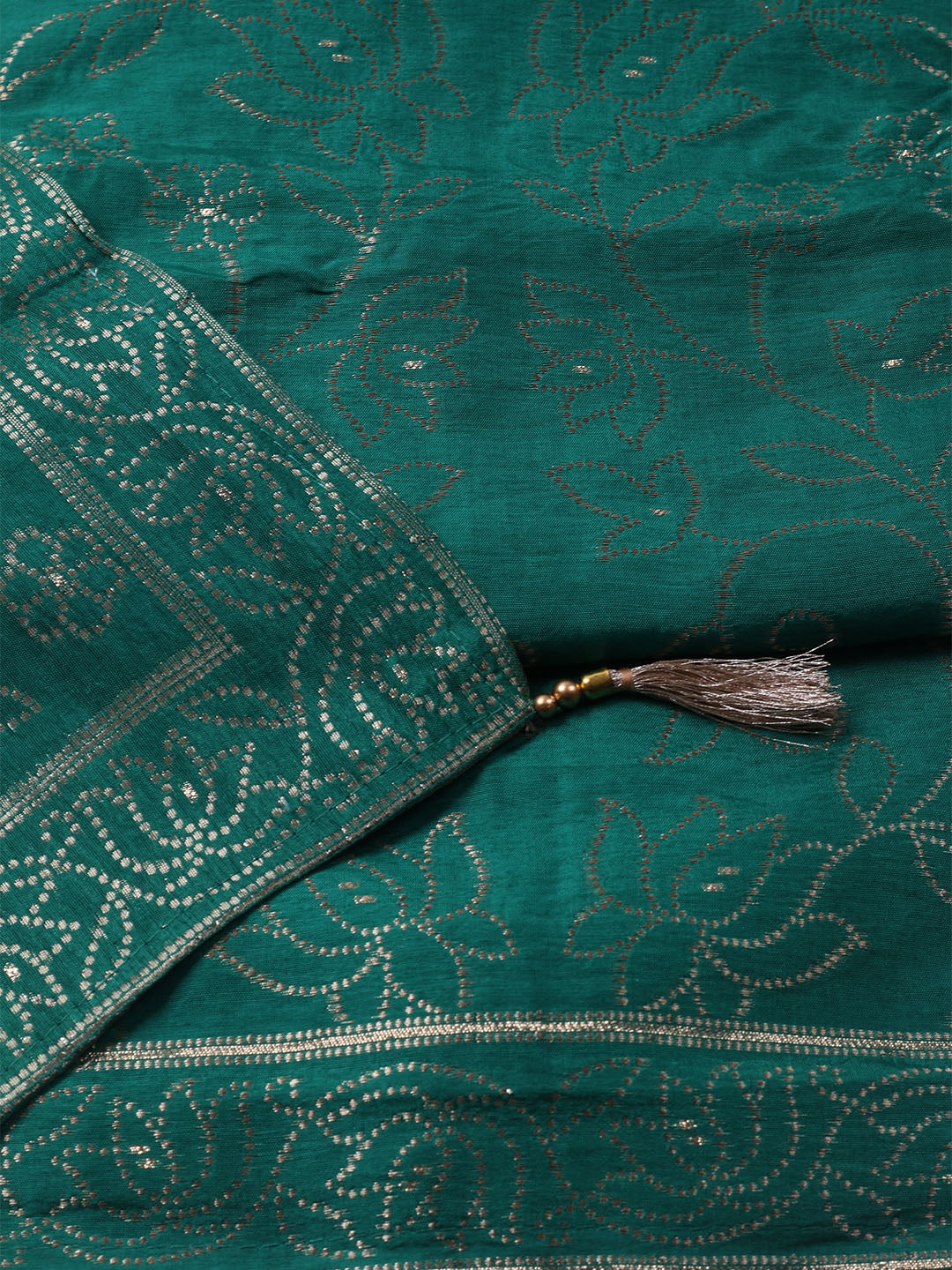 Woven Design Chanderi Unstitched Kurta With Pant &amp; Dupatta