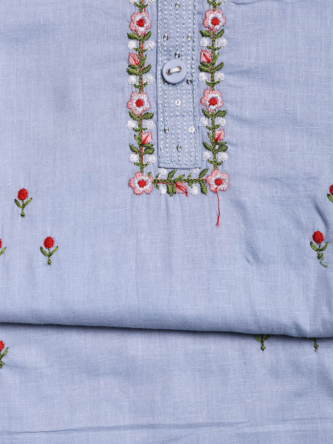 Printed Cotton Blend Unstitched Suit With Dupatta