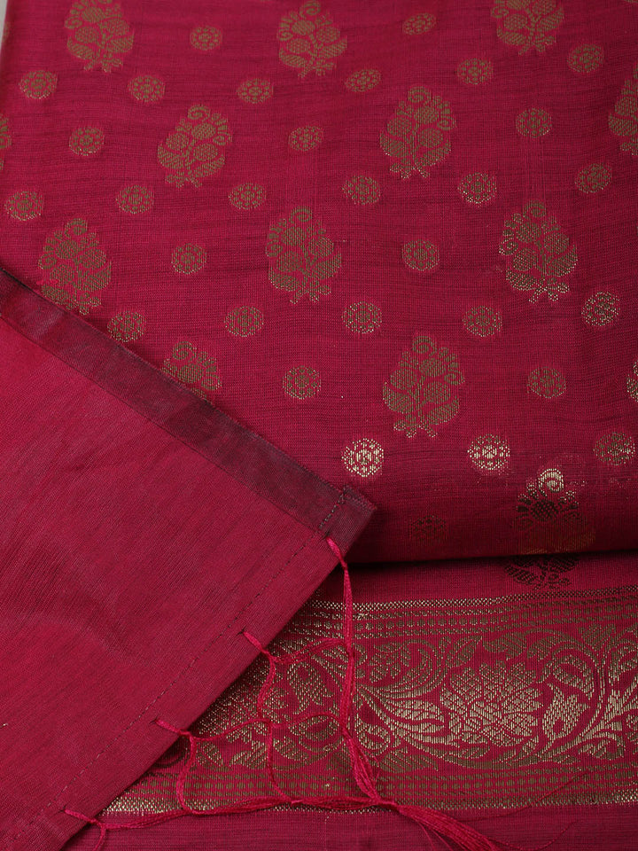 Woven Design Chanderi Unstitched Suit With Pant &amp; Dupatta