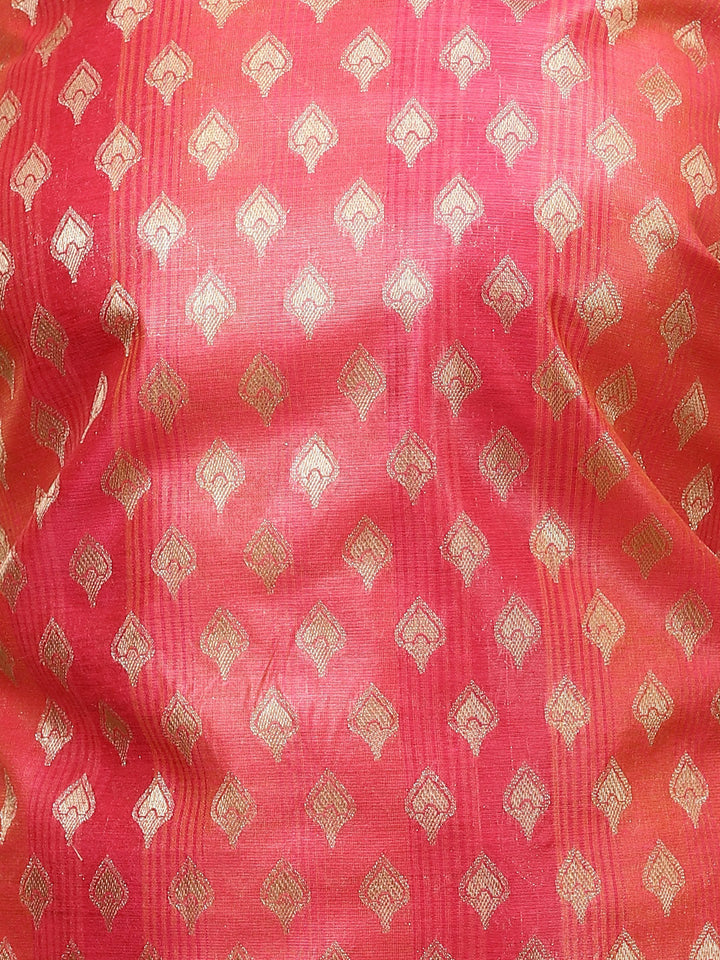 Woven Booti Chanderi Unstitched Suit Piece With Dupatta