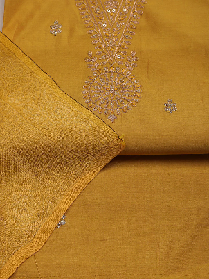 Embroidered Chanderi Unstitched Suit With Dupatta