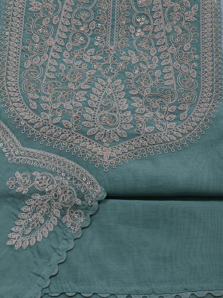 Neck Embroidered Chanderi Unstitched Suit With Dupatta
