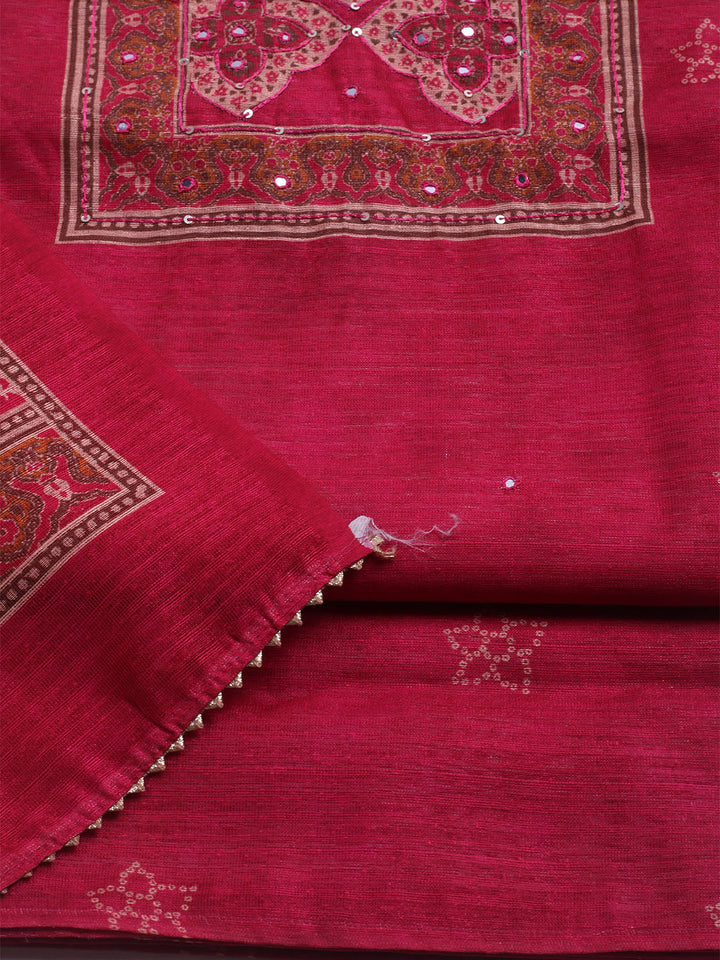 Embroidered Chanderi Unstitched Suit With Dupatta