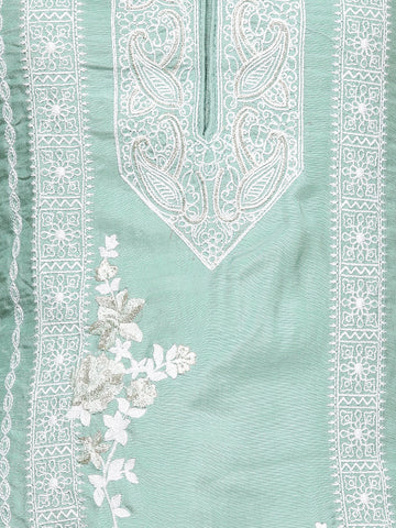 Neck Embroidered Muslin Unstitched Suit Piece With Dupatta