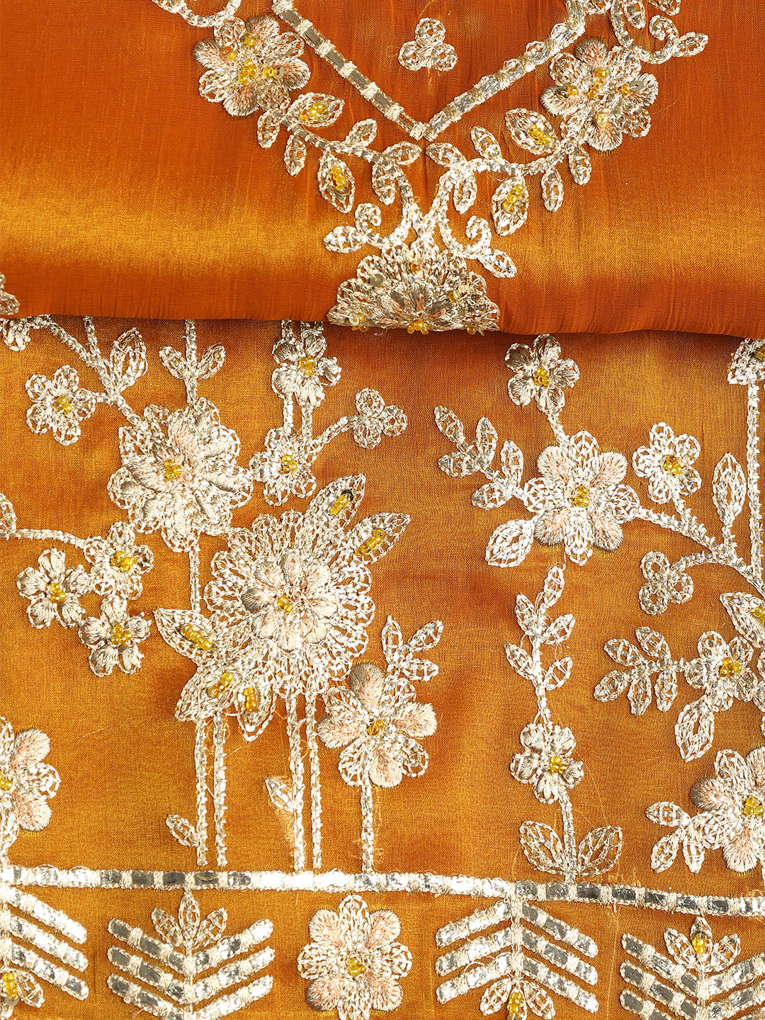 Embroidered Organza Unstitched Suit With Dupatta