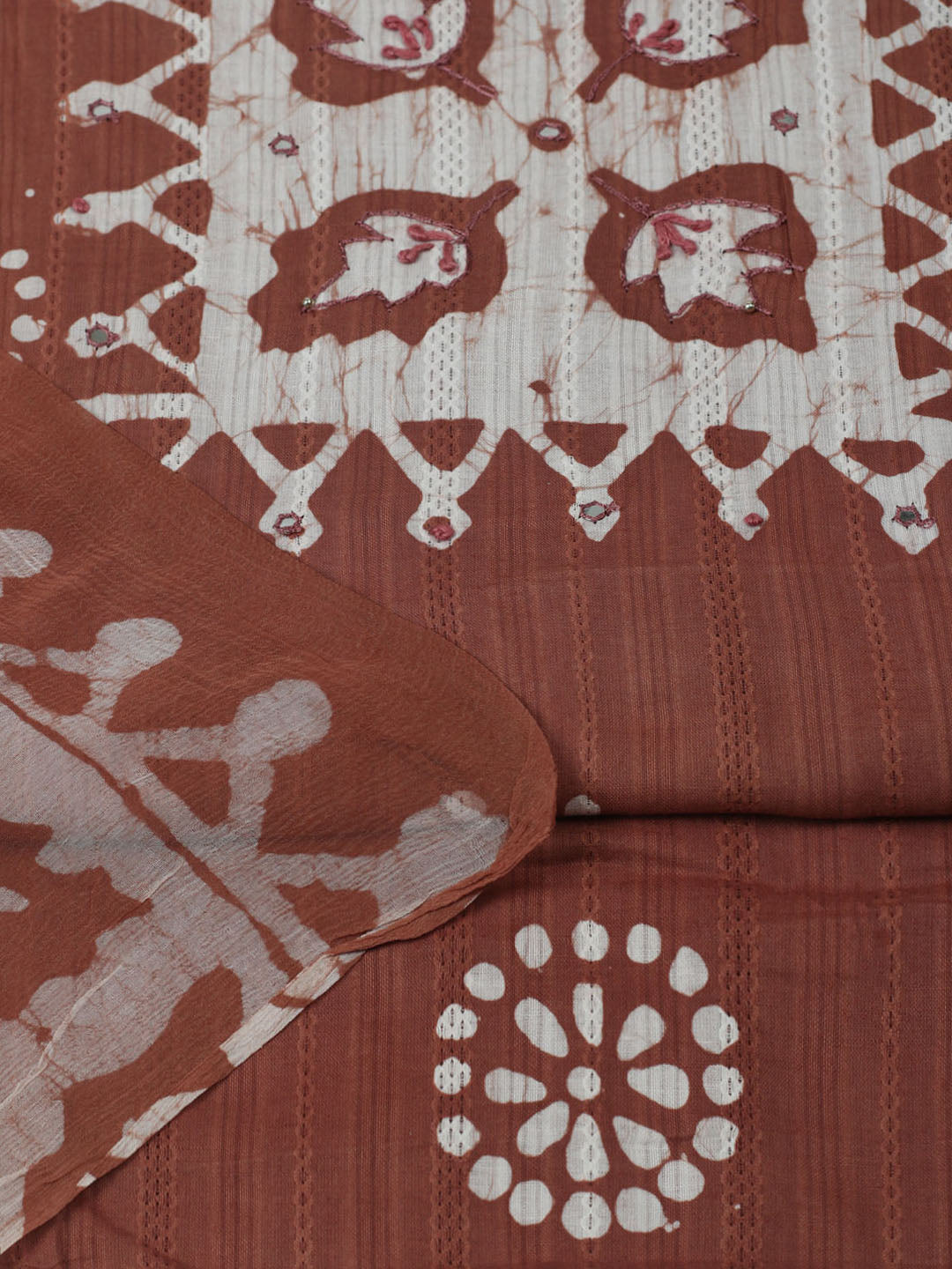 Printed Cotton Unstitched Suit With Pant &amp; Dupatta