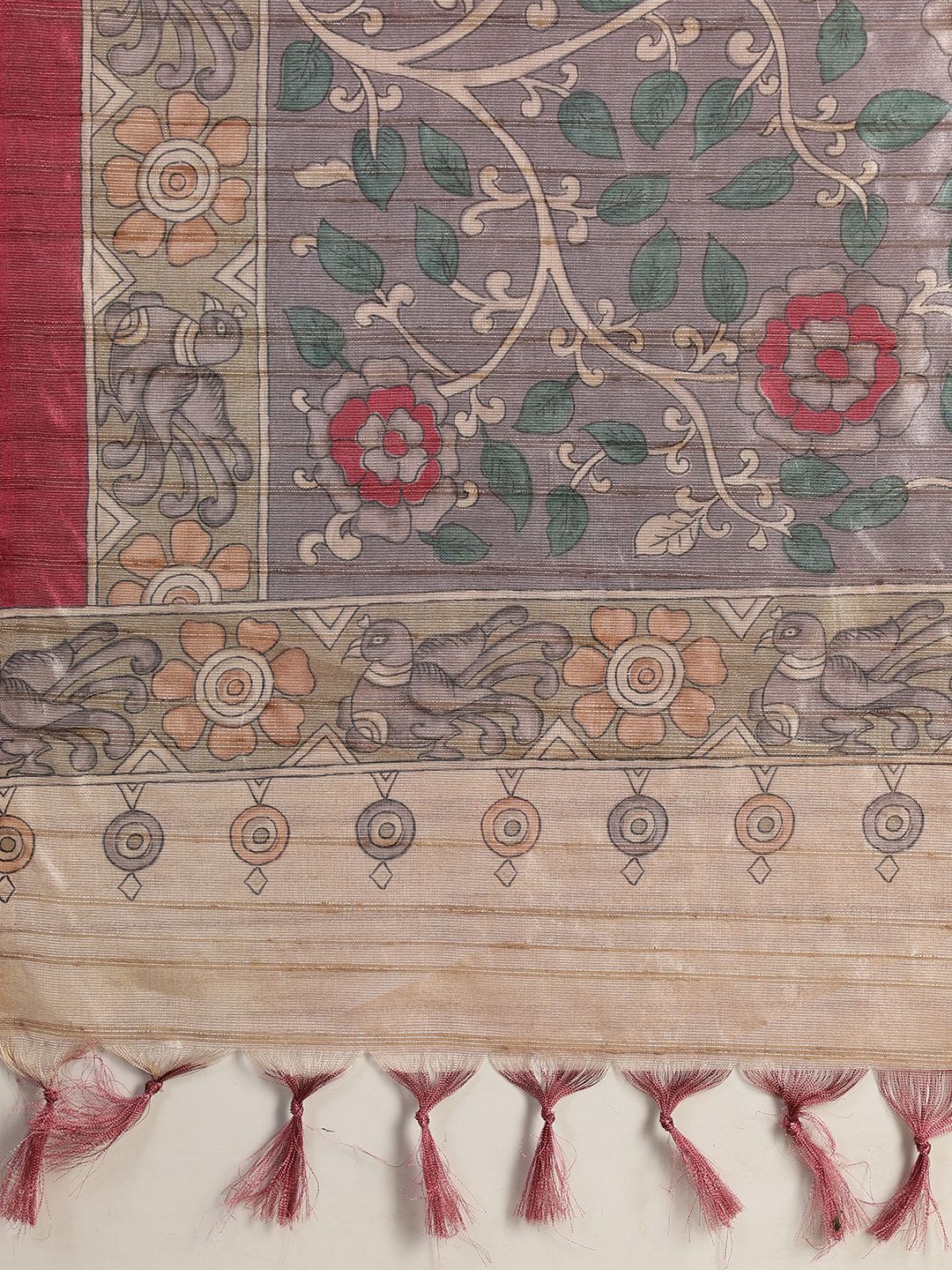 Printed Tussar Silk Saree