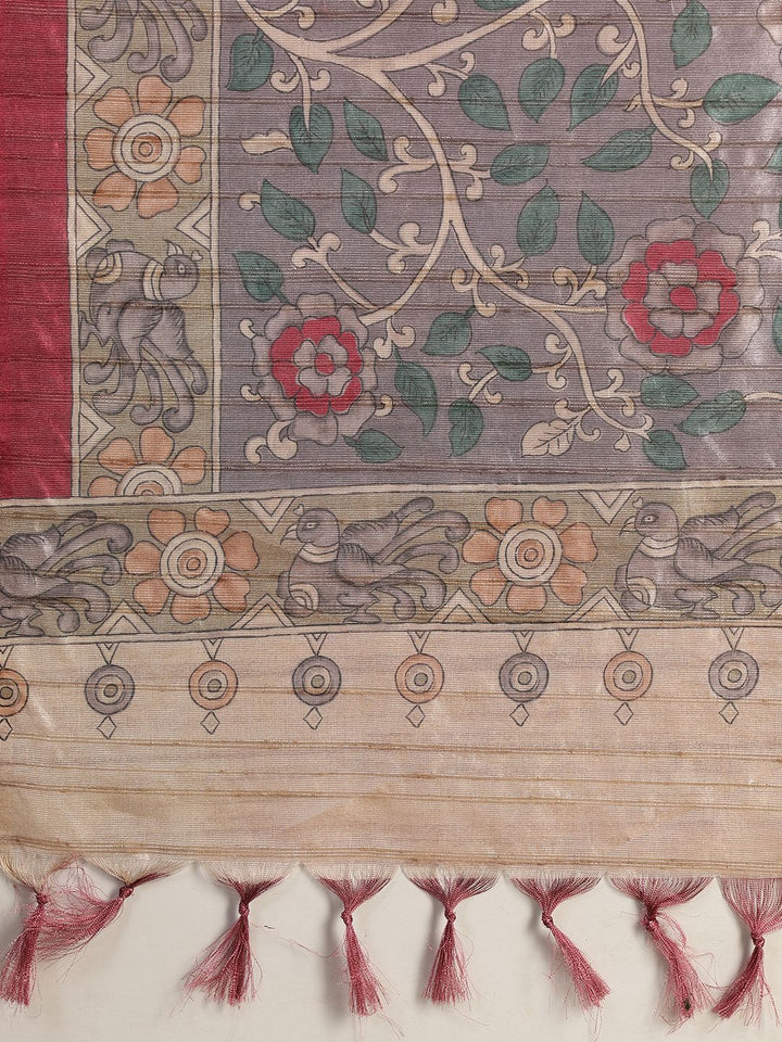 Printed Tussar Silk Saree
