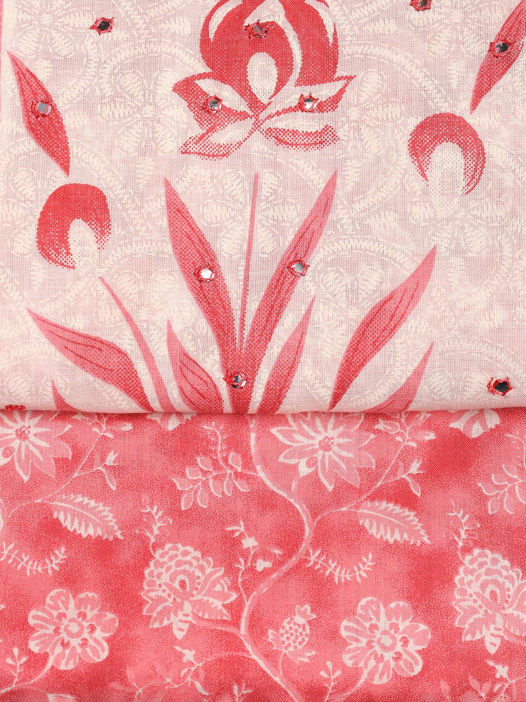 Printed Cotton Blend Unstitched Suit With Dupatta