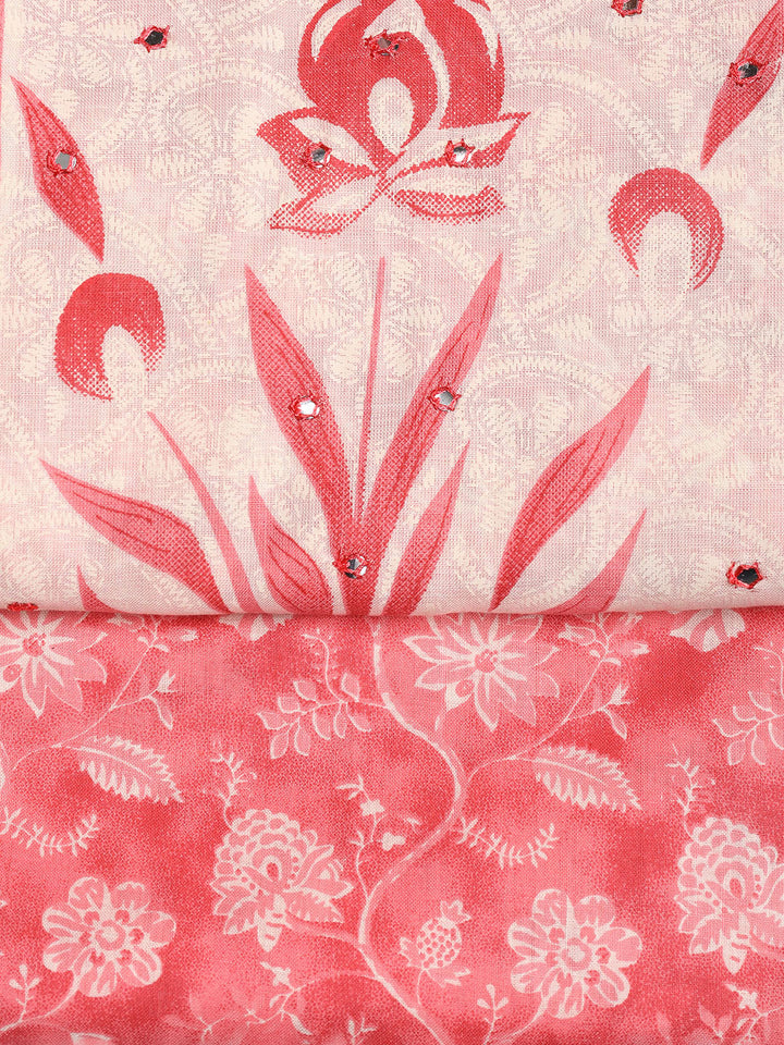Printed Cotton Blend Unstitched Suit With Dupatta