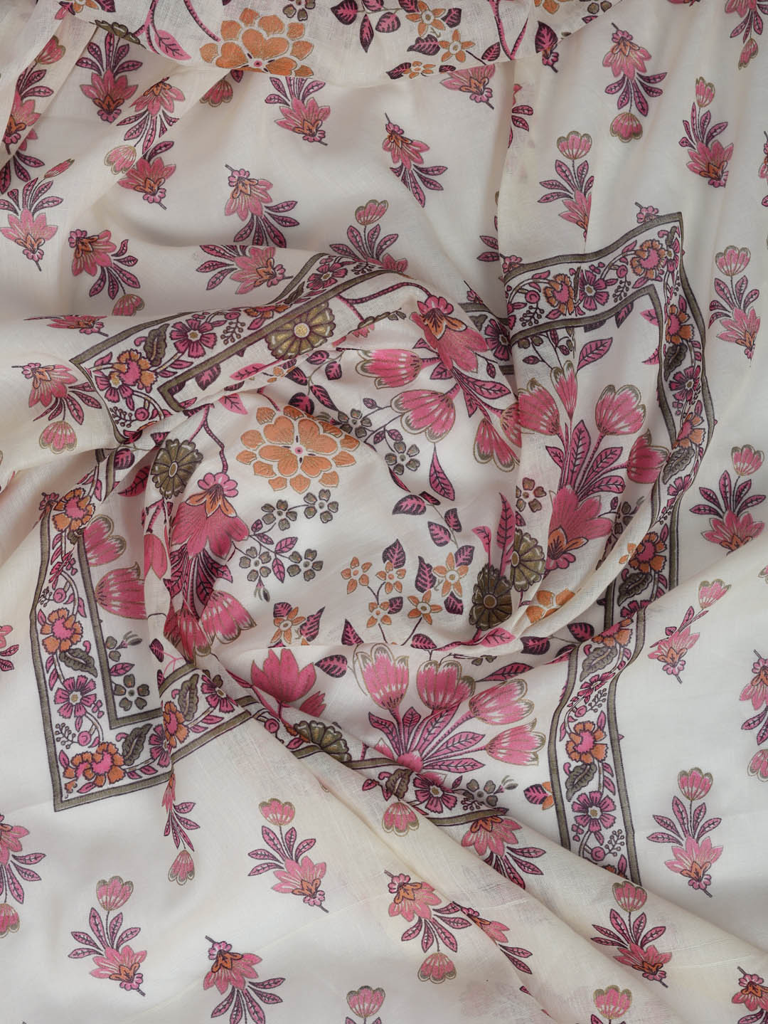 Printed Cotton Blend Suit With Pant &amp; Dupatta
