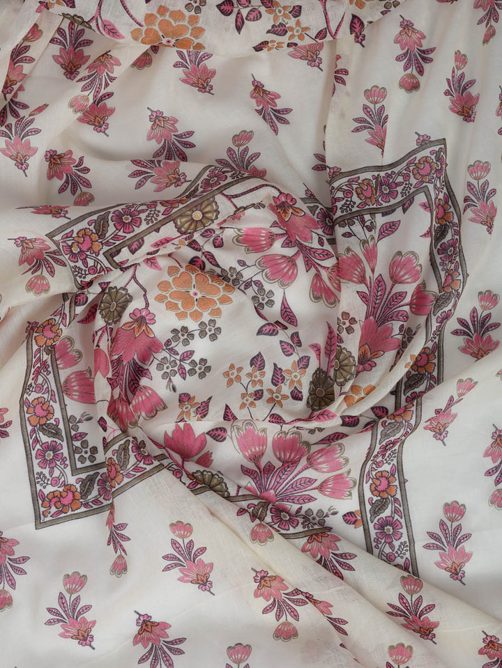 Printed Cotton Blend Suit With Pant &amp; Dupatta