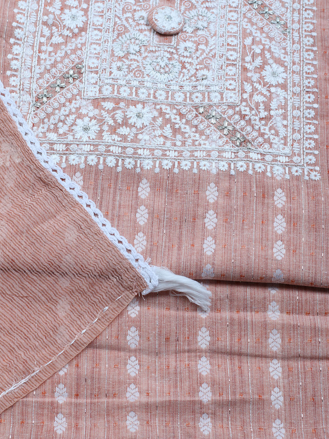 Neck Embroidered Cotton Blend Unstitched Suit With Dupatta