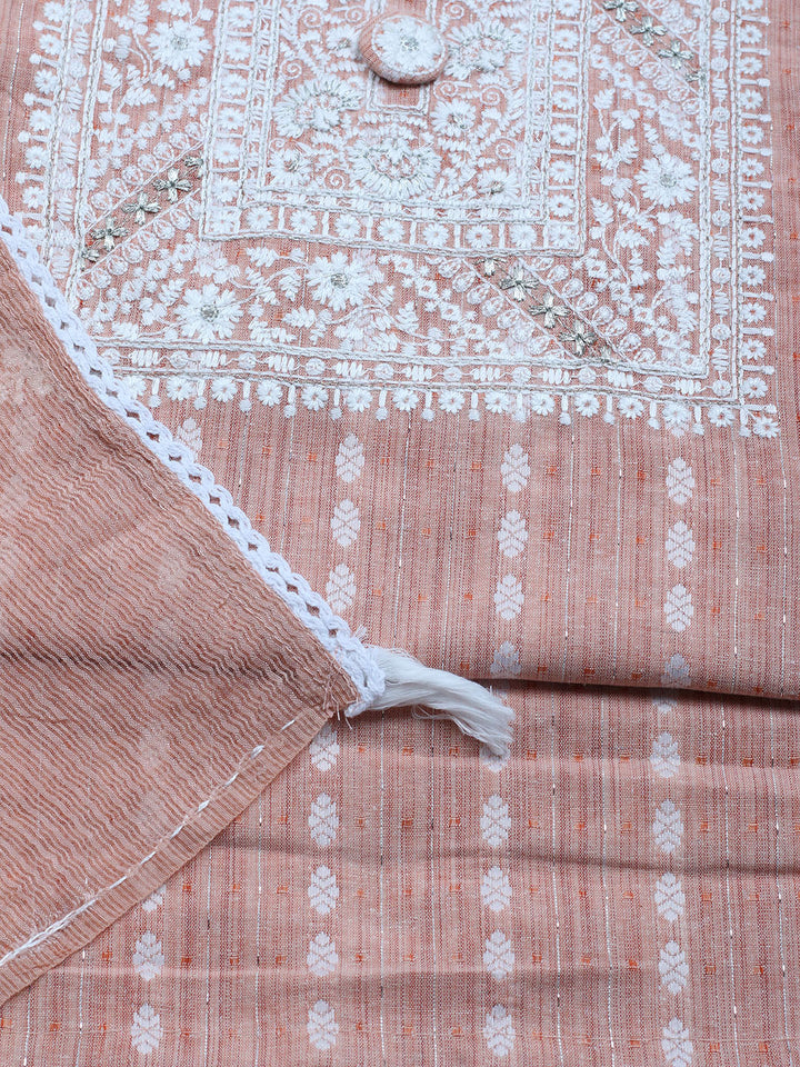 Neck Embroidered Cotton Blend Unstitched Suit With Dupatta
