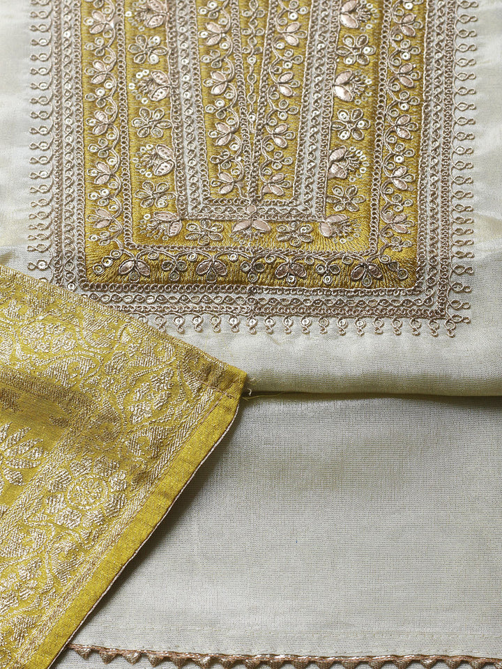 Embroidered Tissue Unstitched Suit With Pant &amp; Dupatta