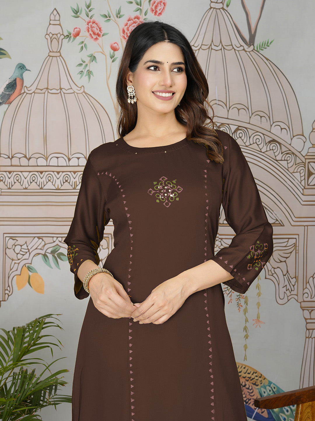 Printed Cotton Blend Kurta With Pants