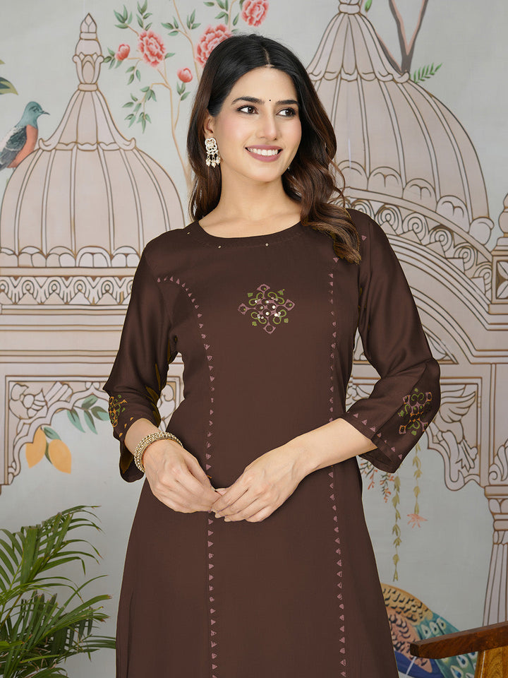 Printed Cotton Blend Kurta With Pants