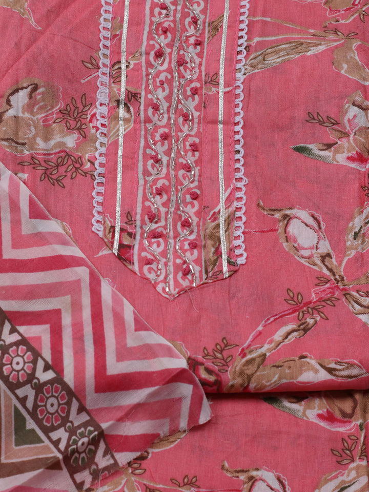 Neck Embroidered Cotton Blend Unstitched Suit With Dupatta