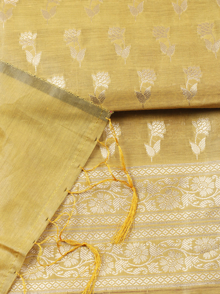 Woven Design Chanderi Unstitched Suit With Pant &amp; Dupatta