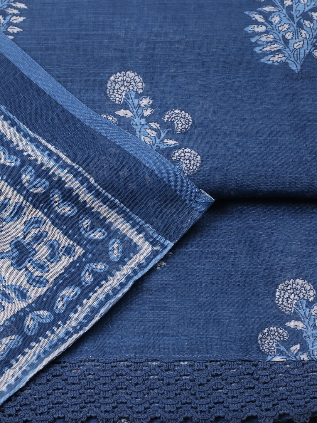 Printed Cotton Blend Unstitched Suit With Pant &amp; Dupatta