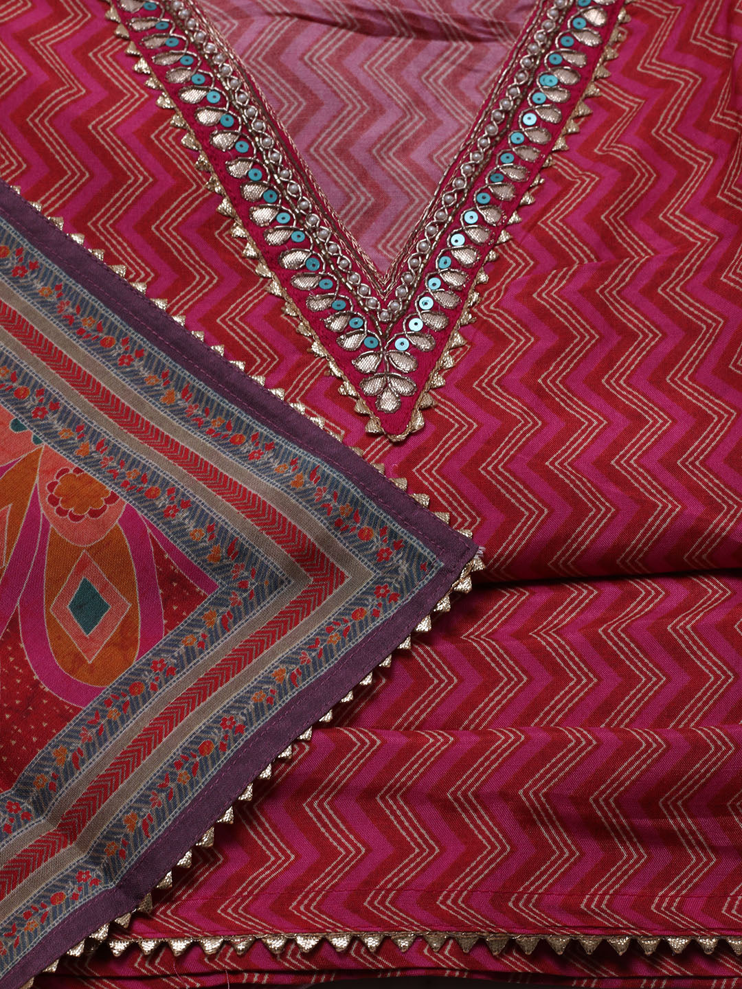 Neck Embroidered Muslin Unstitched Suit With Dupatta