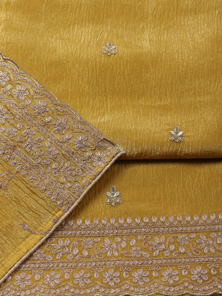 Woven Design Chanderi Unstitched Suit With Pant &amp; Dupatta