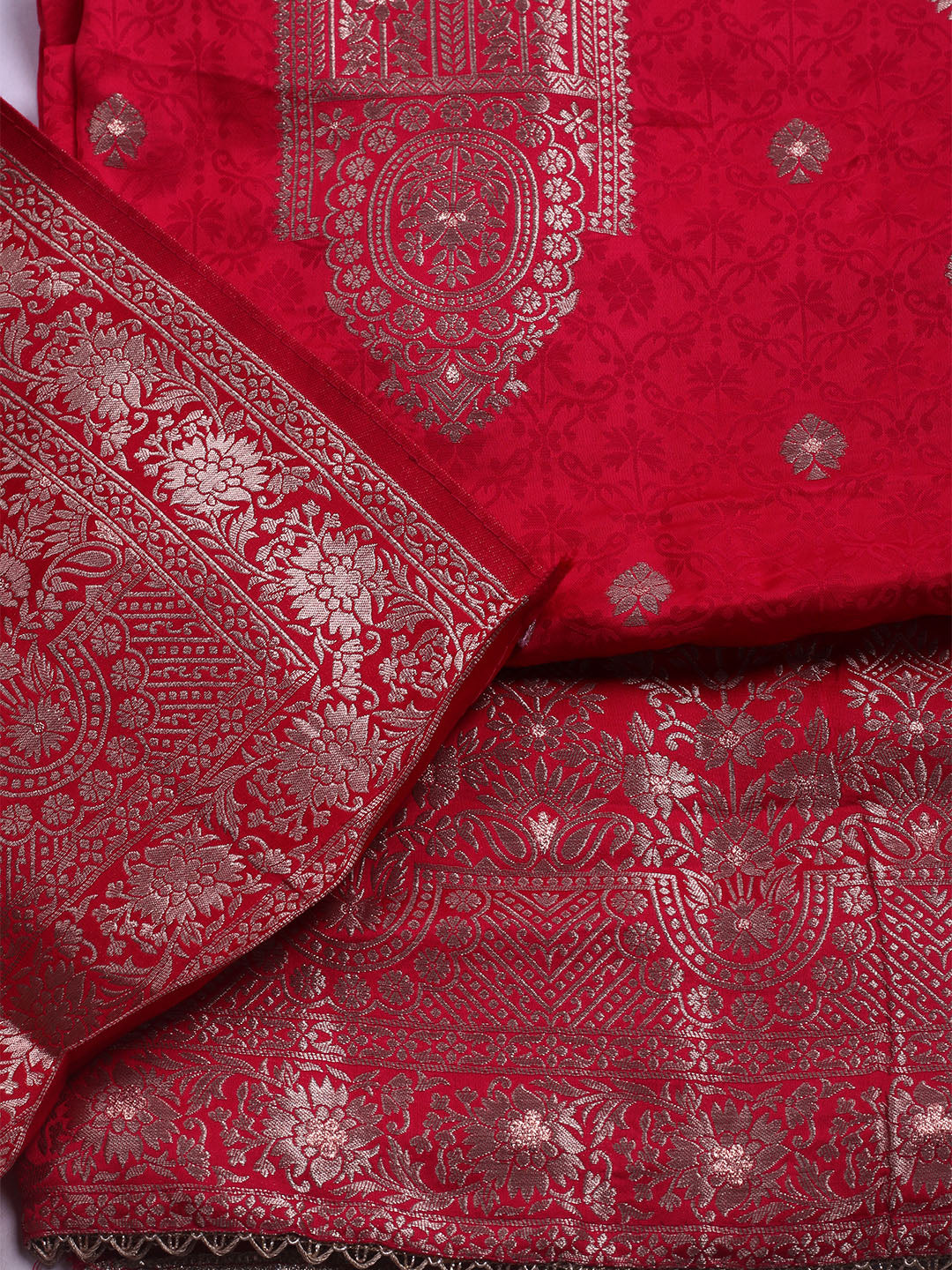 Woven Design Chanderi Unstitched Suit With Dupatta