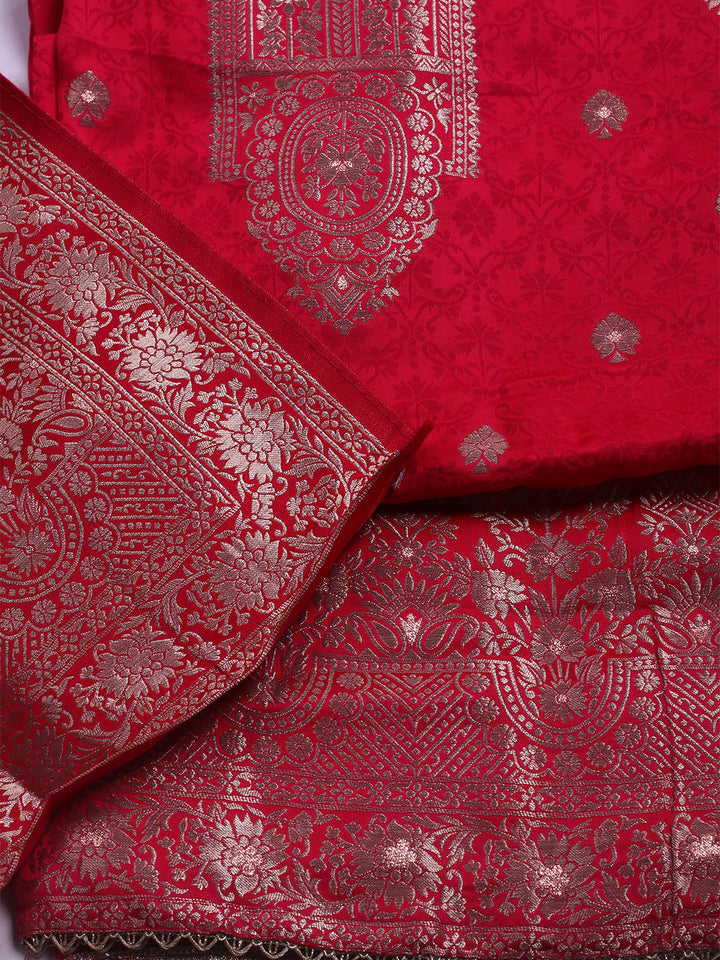 Woven Design Chanderi Unstitched Suit With Dupatta
