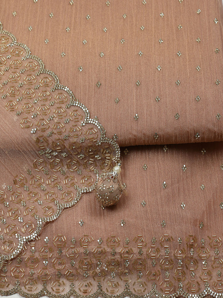 Embellished Tissue Unstitched Suit With Pant &amp; Dupatta