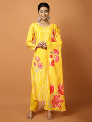 Printed Muslin Kurta With Pants & Dupatta