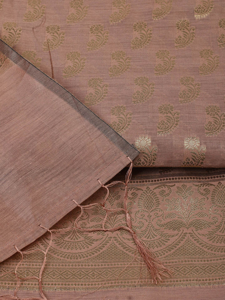 Woven Design Chanderi Unstitched Suit With Pant &amp; Dupatta