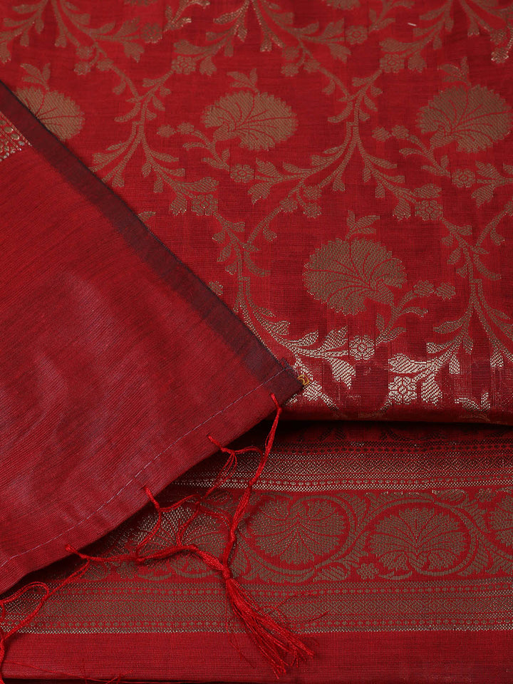 Woven Design Chanderi Unstitched Suit With Pant &amp; Dupatta