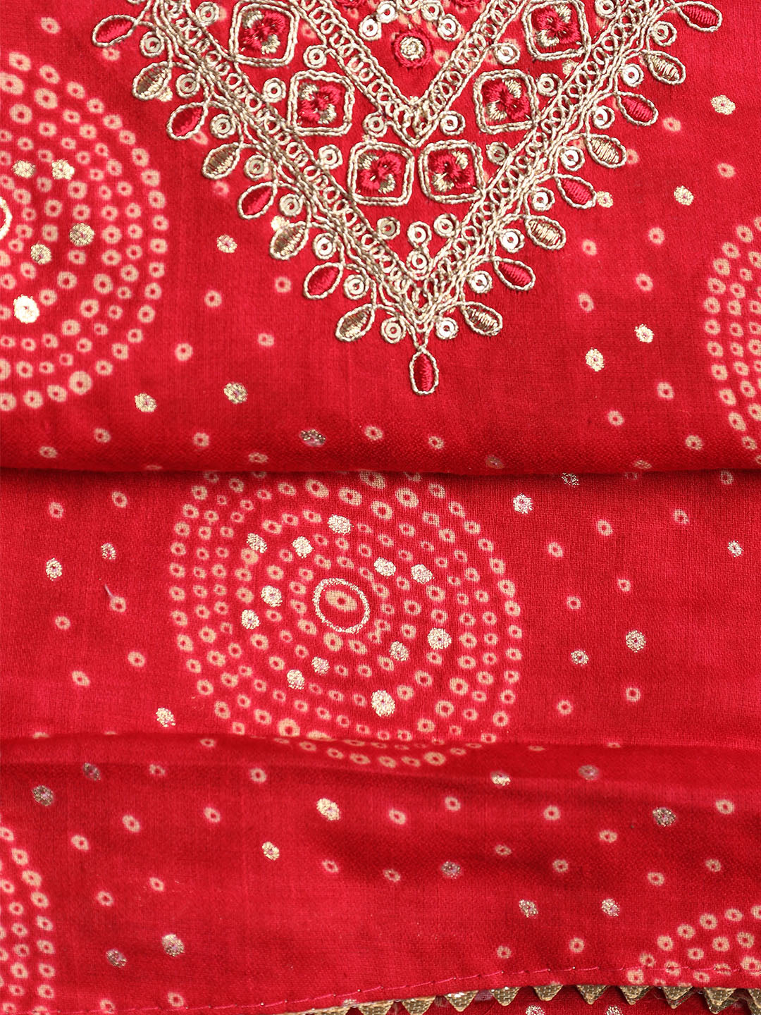 Neck Embroidered Cotton Blend Unstitched Suit With Dupatta
