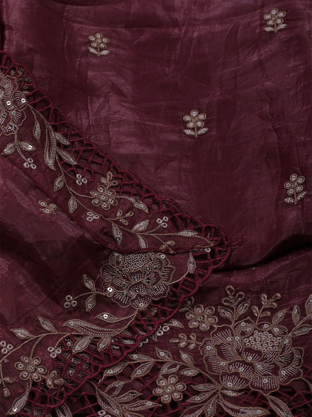 Embroidered Tissue Unstitched Suit With Dupatta