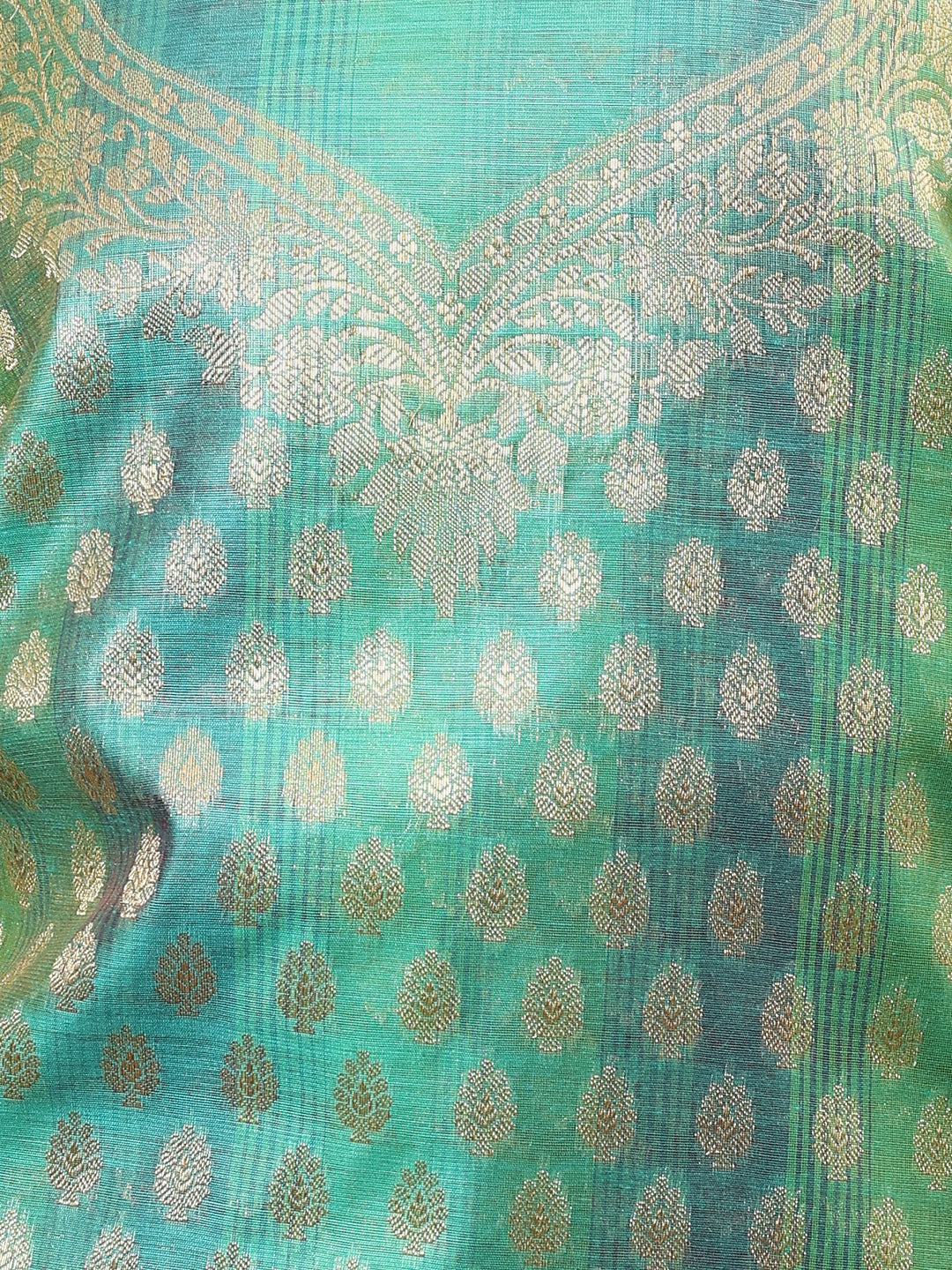 Woven Banarasi Chanderi Unstitched Suit With Dupatta
