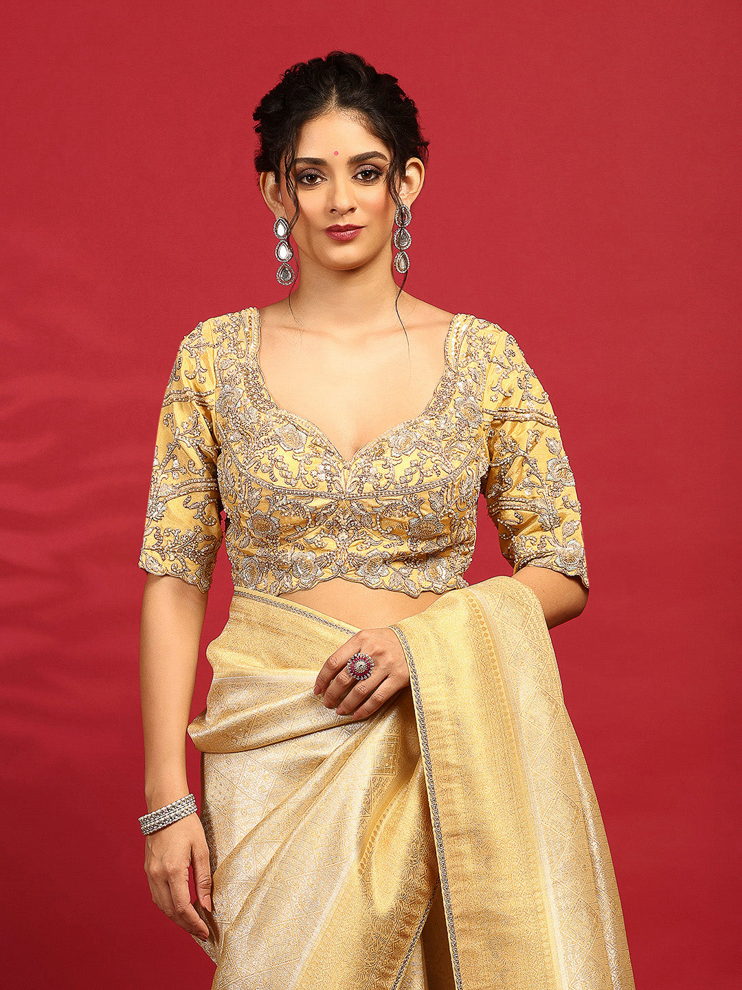Embroidered Dola Silk Saree
