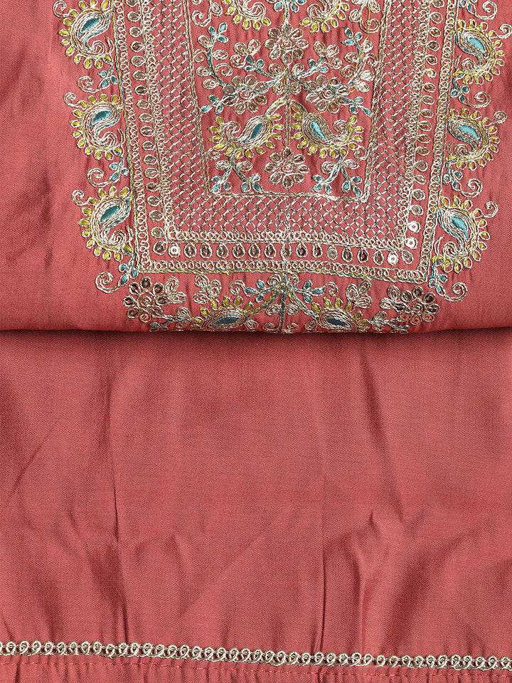 Neck Embroidered Cotton Blend Unstitched Suit With Dupatta