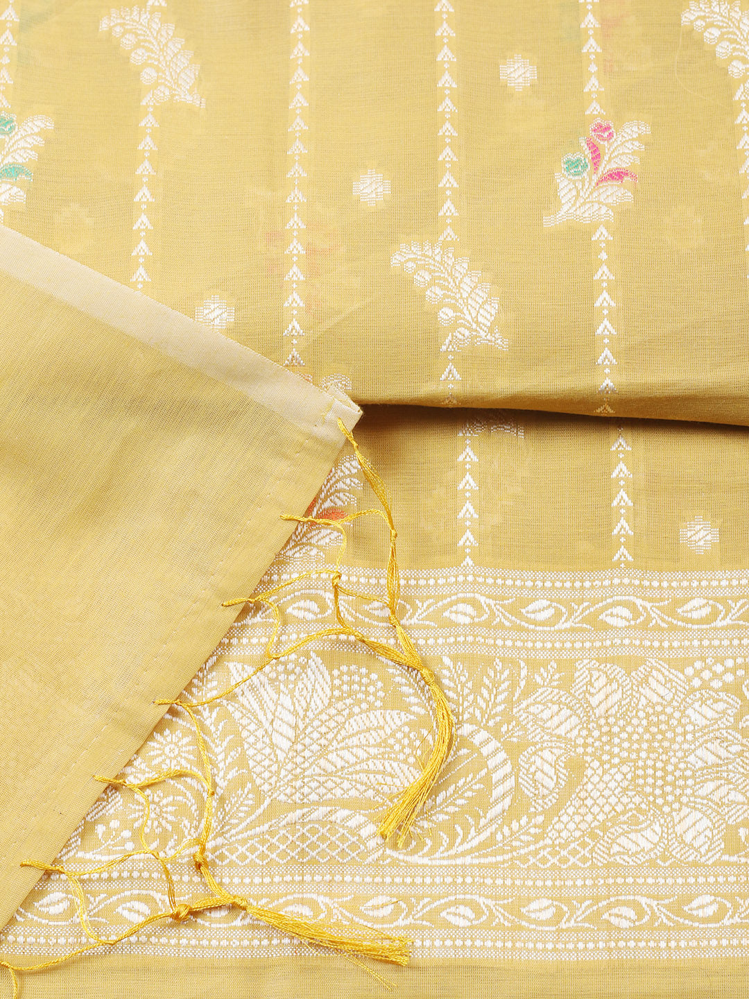 Woven Design Chanderi Unstitched Suit With Pant &amp; Dupatta