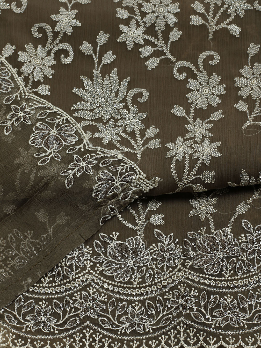 Embroidered Organza Unstitched Suit With Dupatta